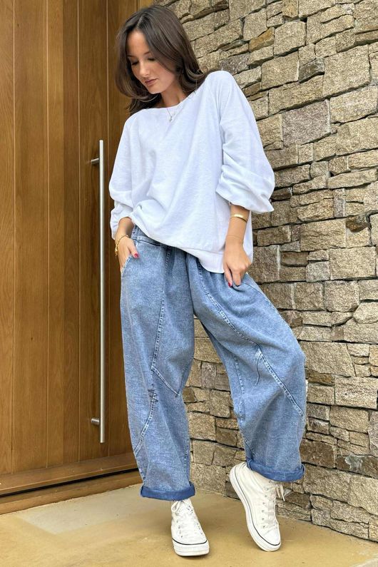 Duran Zig Barrel Leg Jean Vintage Washed Denim